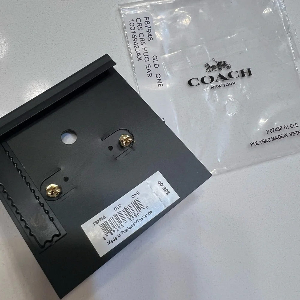 NWT Coach Gold-Tone Semi Huggie Earrings - Picture 3 of 6